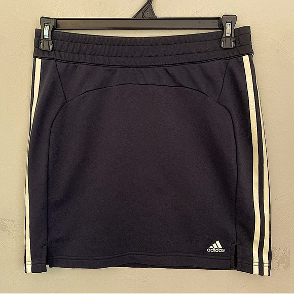 Adidas Aeroready Fleece short Skirt Black with off white stripes and logo Medium - Picture 1 of 10